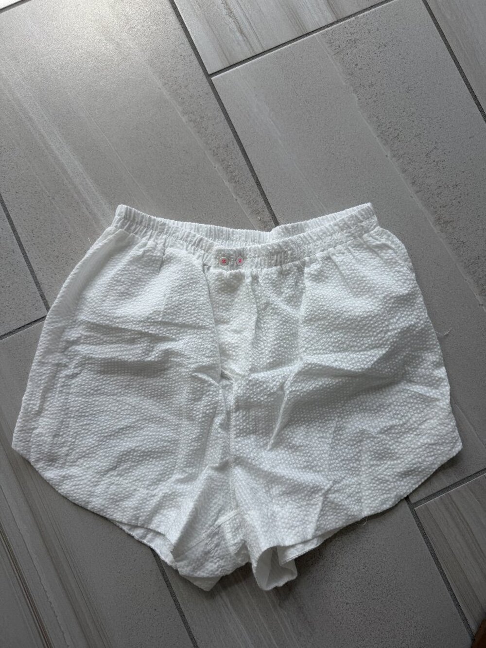 Free People White Textured Boxer Shorts
